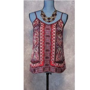 Express Red Purple Paisley Cami Top Size XS